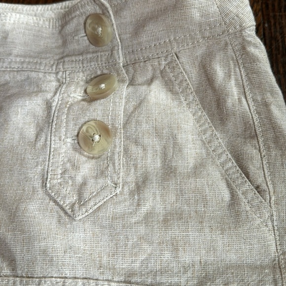 Y2K Express Micro Sailor Buttons Cream Linen Shorts Womens Size 8 Breathable - Picture 11 of 12